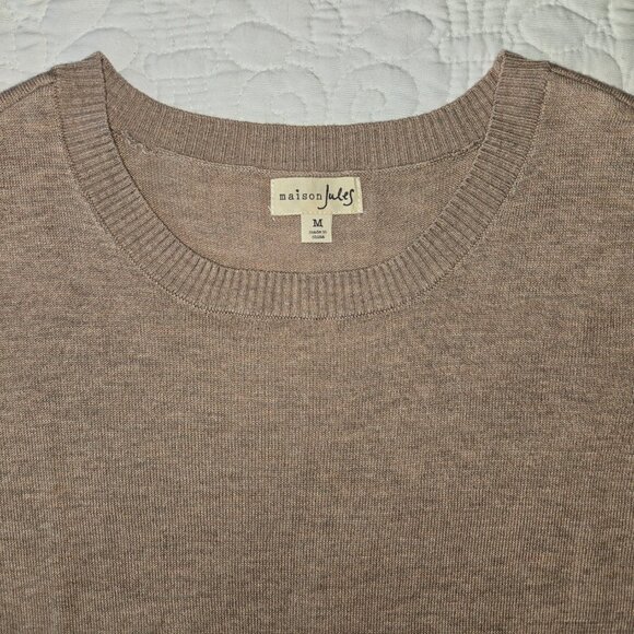 Maison Jules Heathered Mauve Pink Embroidered Cat Sweater in Misses size Medium - Picture 5 of 9